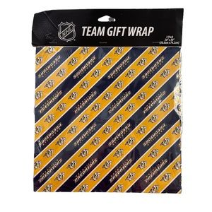 NHL Nashville Predators team gift wrap yellow 3 pack stripes Size 20x30 inches